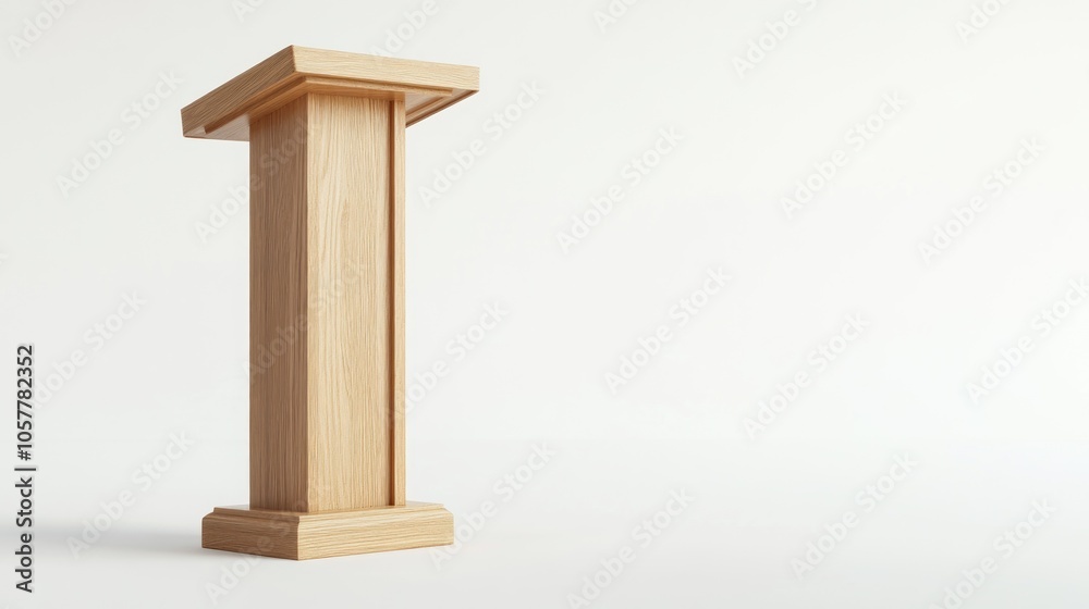 A simple wooden podium isolated on a white background. A simple wooden podium isolated on a white background.
