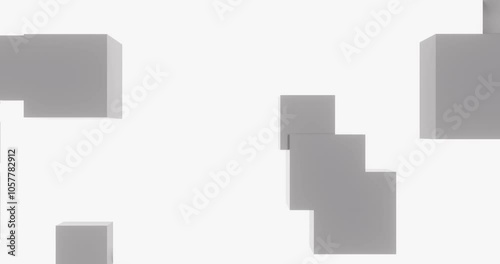 Technology background gray pixel cubes on white space 3d animation