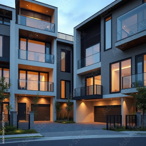 New residential townhouses modern apartment buildings Condominium 