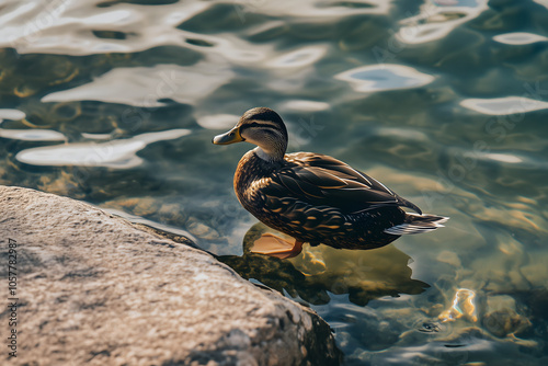 Duck by the Water s Edge Lake Shore Nature Photography photo