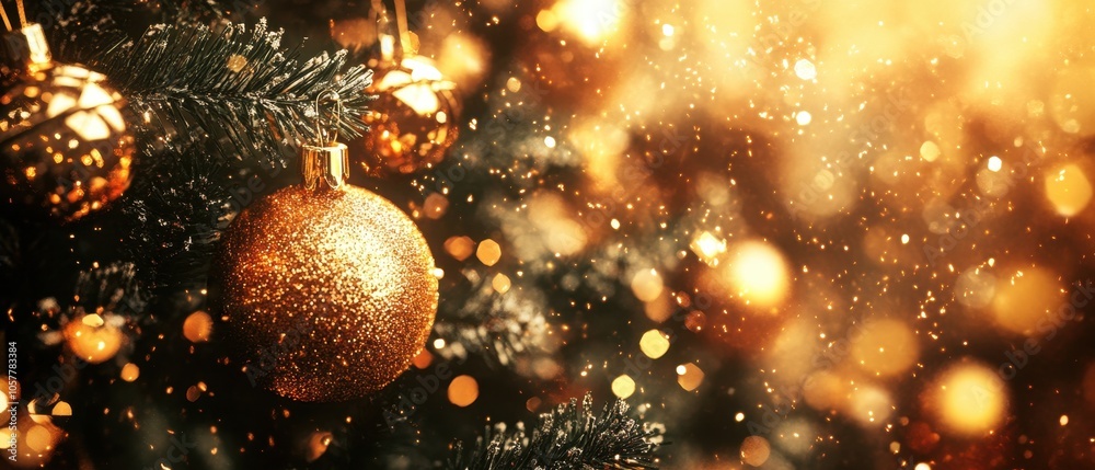 Sparkling Christmas Ornament and Decorations in the Festive Lighting Sparkling Christmas Ornament and Decorations in the Festive Lighting