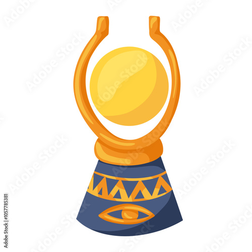 Aten ancient Egypt symbol, the source of life and fertility. Cartoon hand drawn vector illustration isolated on white background. Print for sticker, logo, web