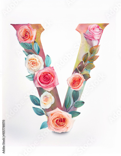 Elegant V: Roses & leaves design. Captivating! photo