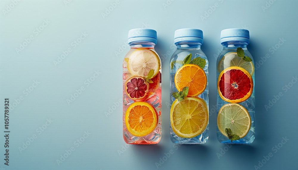 Refreshing Fruit-Infused Water Bottles in Blue Refreshing Fruit-Infused Water Bottles in Blue