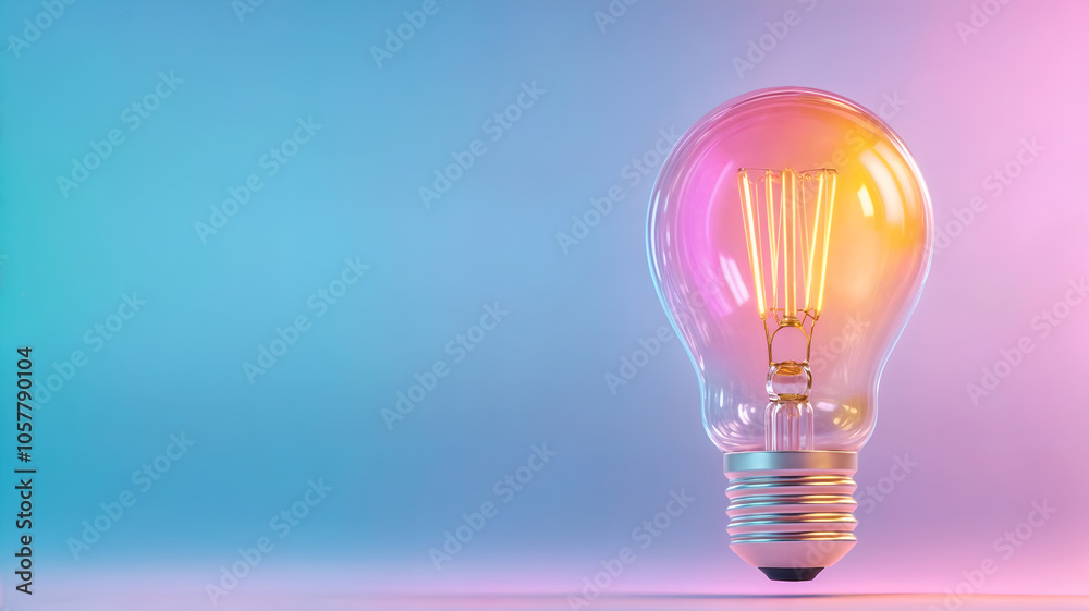Light Bulb Glowing with Copy Space. Light Bulb Glowing with Copy Space.