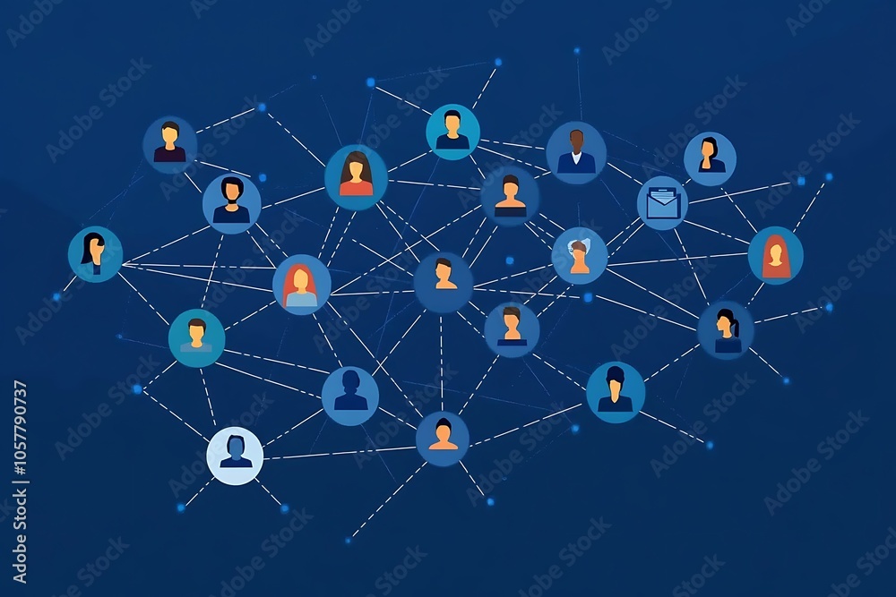 Interconnected People in a Social Network Diagram Interconnected People in a Social Network Diagram