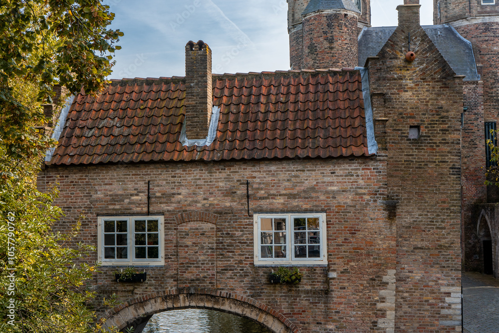 Naklejka premium Delft, The Netherlands October 15, 2024. The Historic Oostpoort in Delft.