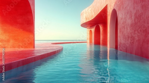 Bright turquoise water flows through a rocky tunnel with a prominent pipe lea...