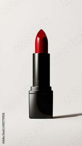 Red lipstick on a minimalist background highlighting beauty product in a prof...