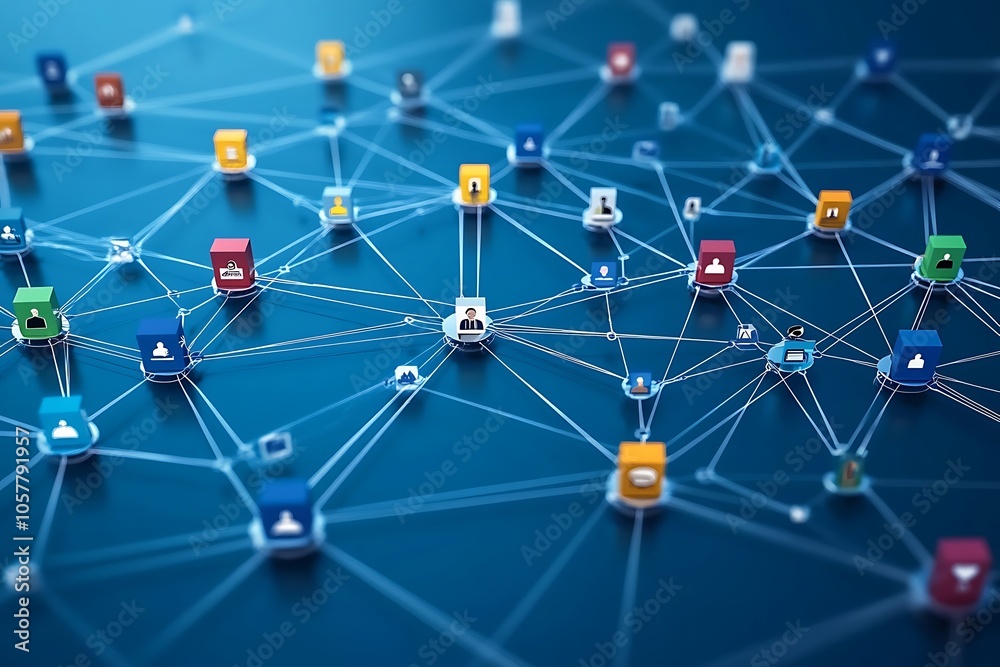 Interconnected Profiles in a Digital Network Illustration Interconnected Profiles in a Digital Network Illustration
