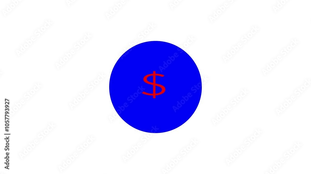 Money dollar sign icon desing up and down color animation on white background. Money dollar sign icon desing up and down color animation on white background.