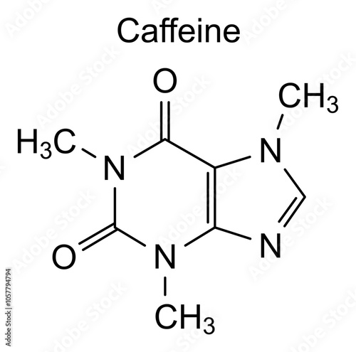 Chemical structure of caffeine, drug substance