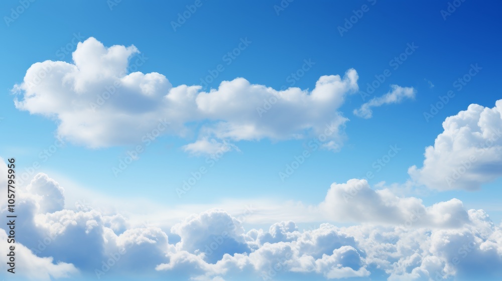 Vast sky with cumulus clouds and bright blue backdrop perfect for copy space Vast sky with cumulus clouds and bright blue backdrop perfect for copy space