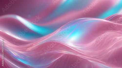 Wallpaper Mural Iridescent Pink Blue Abstract Background. Smooth pearlescent waves with liquid flow texture. Holographic effect wallpaper design. Soft pastel surface with shiny highlights Torontodigital.ca