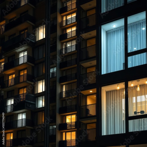 Apartment windows at night Condominium 