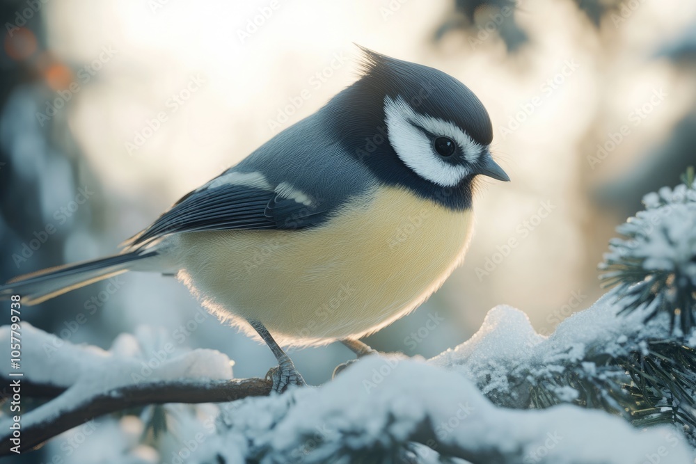 Naklejka premium bird great titmouse in winter time
