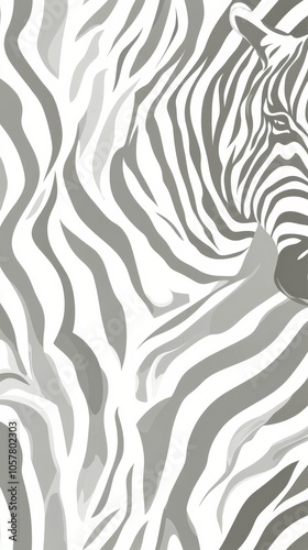 Abstract design with black and white zebra stripes flowing diagonally across ...