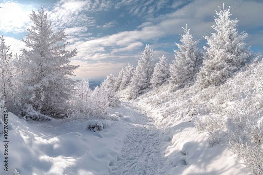 Winter landscape with snow covered trees in Beskidy Mountains Poland. Winter landscape with snow covered trees in Beskidy Mountains Poland.