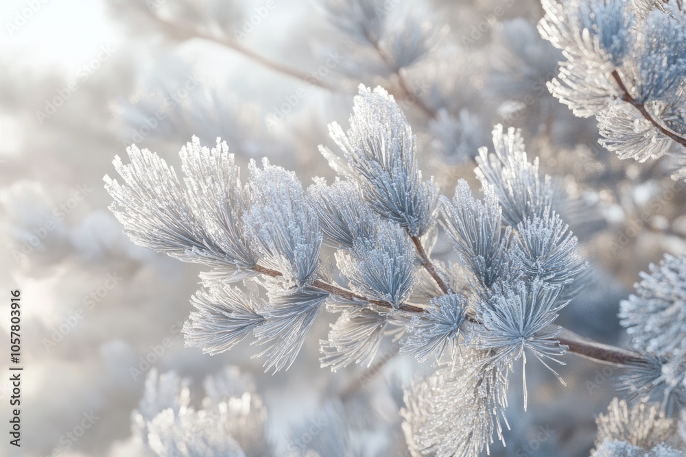 Pine branches covered with hoarfrost Pine branches covered with hoarfrost