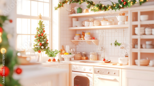 Cozy Kitchen Decorated for Christmas