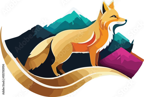 Silhouette Fox Illustration vector design photo