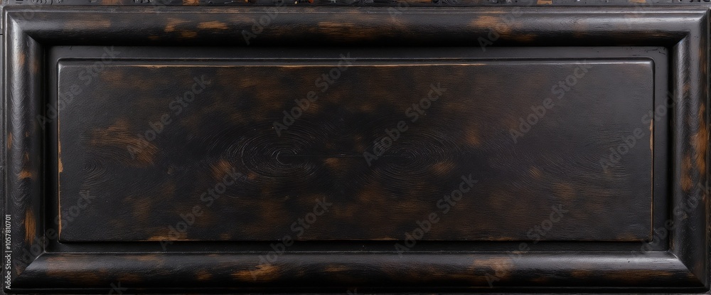 Elegant dark wooden panel with intricate texture and a bordered frame
