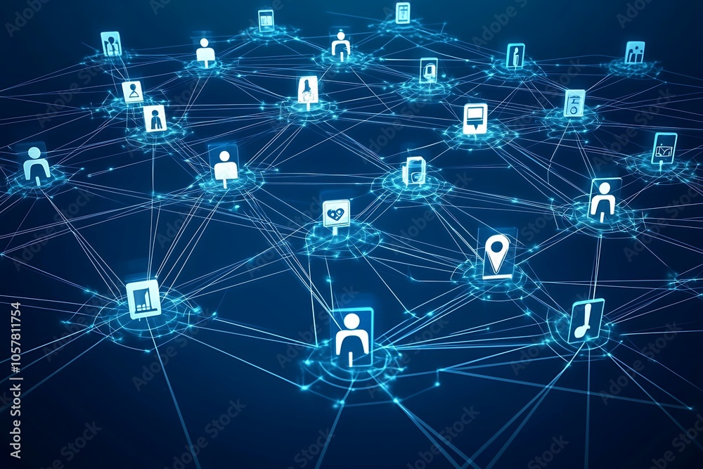 Blue Digital Network Interconnected People and Information Sharing Blue Digital Network Interconnected People and Information Sharing