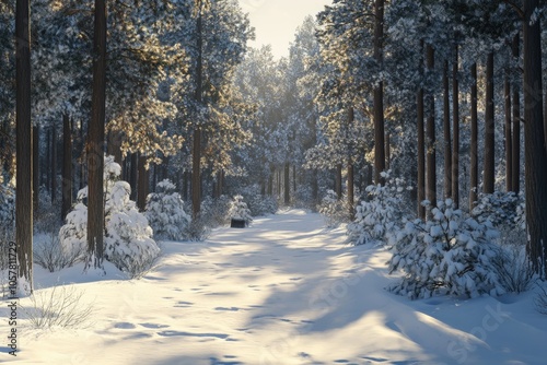 winter forest in the park spruce