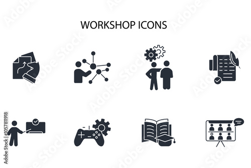 Workshop icon set.vector.Editable stroke.linear style sign for use web design,logo.Symbol illustration.