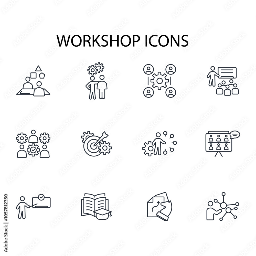 Workshop icon set.vector.Editable stroke.linear style sign for use web design,logo.Symbol illustration. Workshop icon set.vector.Editable stroke.linear style sign for use web design,logo.Symbol illustration.