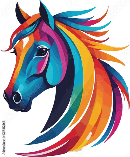 Colorful Horse Illustration vector design, Horse logo and icon Design