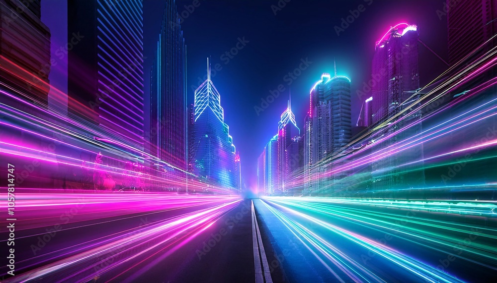 A Bright neon's work blue pink a vibrant of city street and buildings A Bright neon's work blue pink a vibrant of city street and buildings