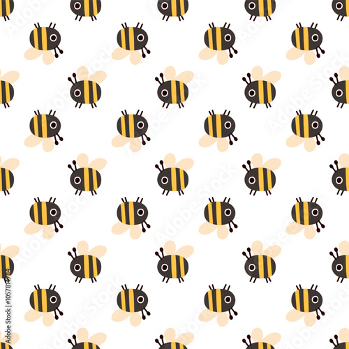 Wallpaper Mural Vector cute cartoon bee seamless pattern background Torontodigital.ca