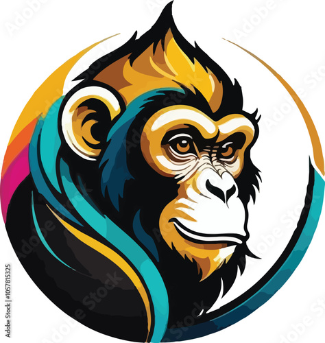 Photography Colorful monkey vector design, monkey Illustration vector design, monkey logo de