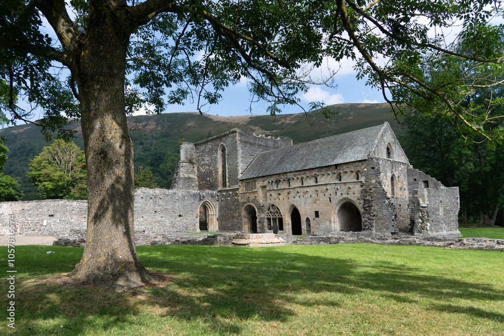 Obraz premium View of Valle Crucis Abbey, Llangollen, North Wales