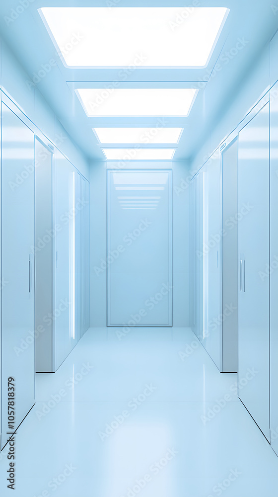 Obraz premium Simple modern white geometric corridor background