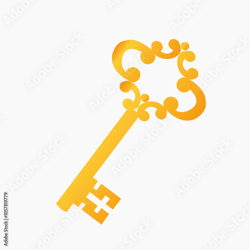 magic golden key from a fairy tale