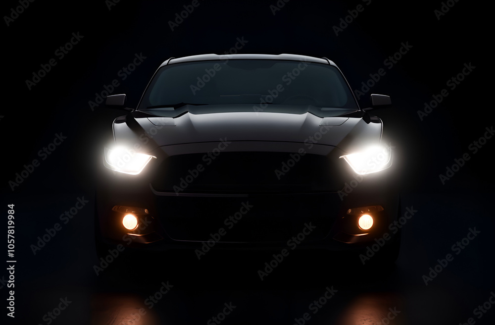 car with its headlights on in the dark car with its headlights on in the dark
