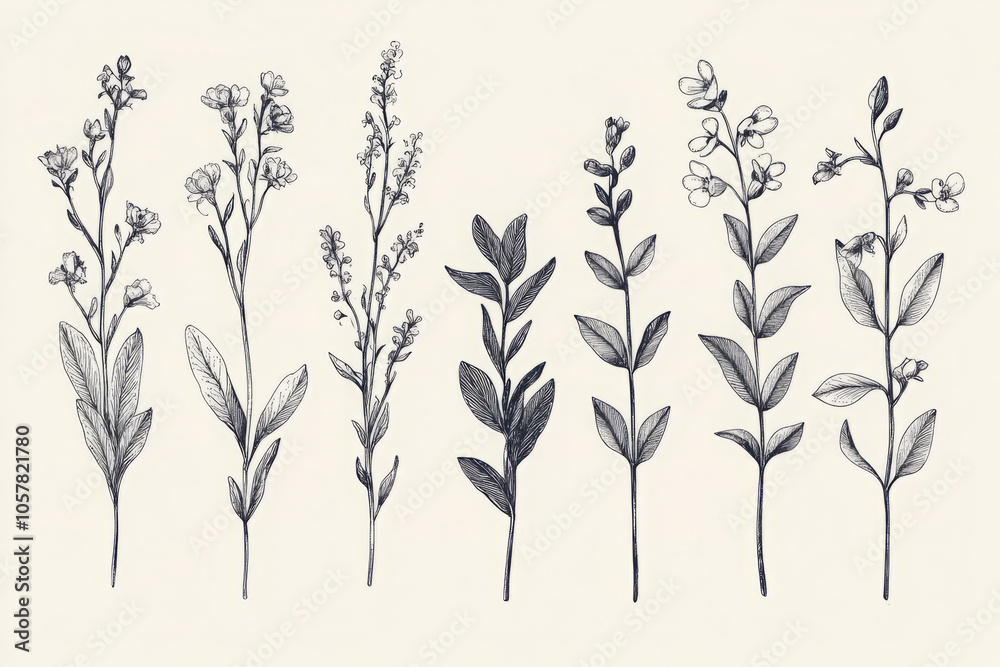 elegant black and white floral illustrations for unique art and decor