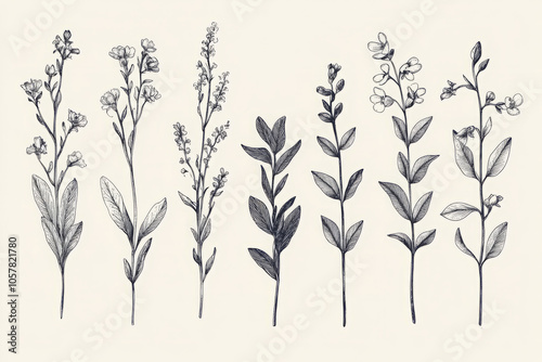 Obraz na płótnie elegant black and white floral illustrations for unique art and decor w salonie