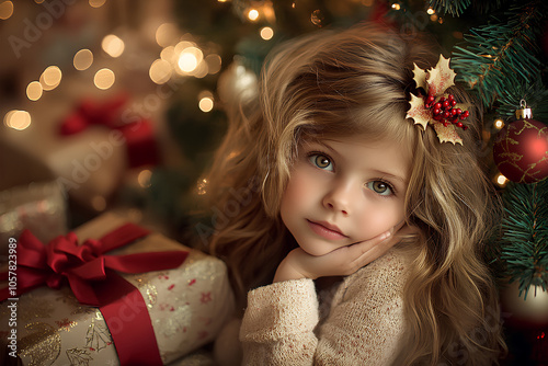 portrait of a little cute child whit bokeh bachground photo