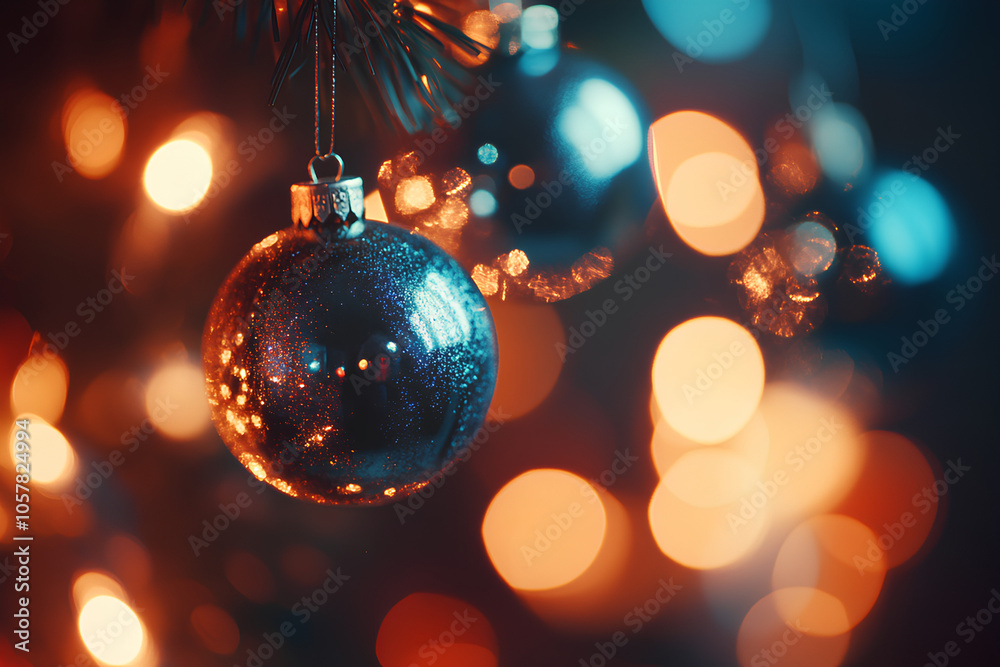 Obraz premium christmas balls with copy space and bokeh