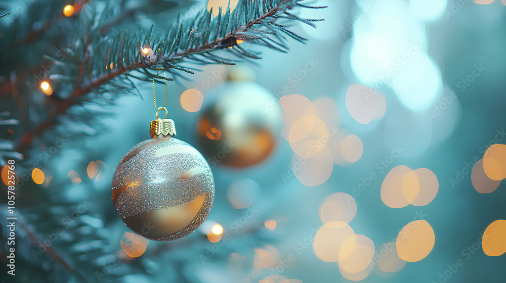 christmas balls with copy space and bokeh christmas balls with copy space and bokeh