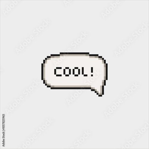 Cool!, cloud dialogue letters, pixel art photo