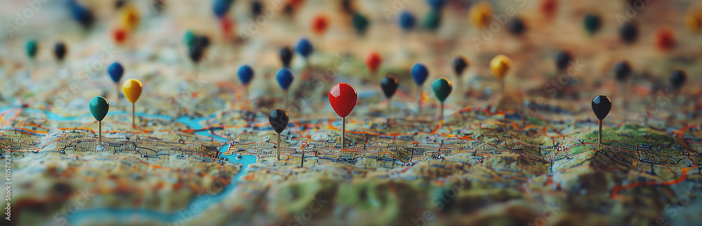 Detailed Map with Location Pins and Topography Detailed Map with Location Pins and Topography