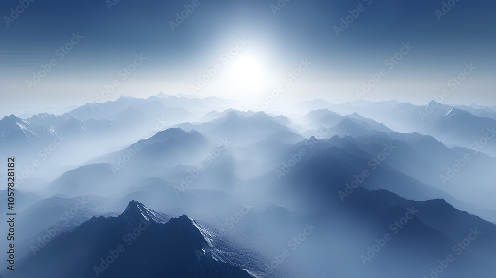 mountain landscape with sun and fog mountain landscape with sun and fog