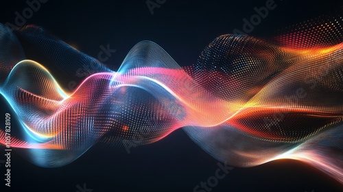 This digital artwork illustrates colorful flowing waves reminiscent of modern design aesthetics, representing the fluidity and movement of contemporary creativity. photo