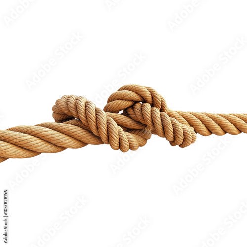 A close-up of a knotted rope illustrating texture and detail, emphasizing the complexity of its intertwined fibers.