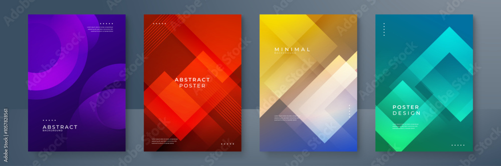 Fototapeta premium Colorful Abstract Poster Designs With Geometric and Minimalist Patterns