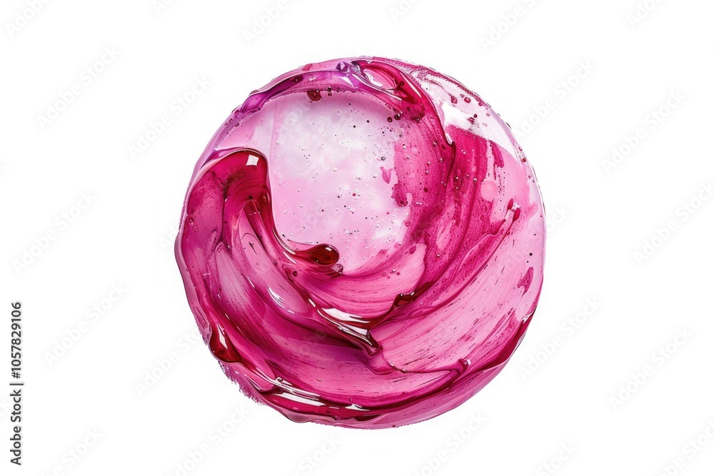 Fototapeta premium Pink and crimson nail polish blobs on white background.